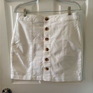 Loft White Button-Front Skirt